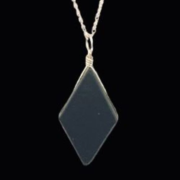 PC# 2 in 1 Reversible Sterling 925 Silver Necklace w/ Glass or Black Stone Penda - Picture 2 of 12